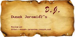 Dusek Jeremiás névjegykártya